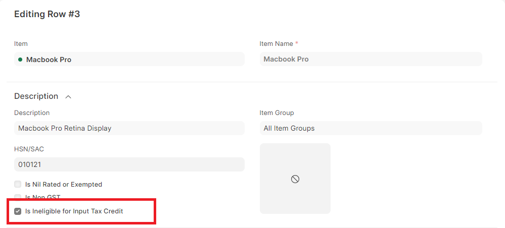 Purchase Invoice Item ITC Reversal